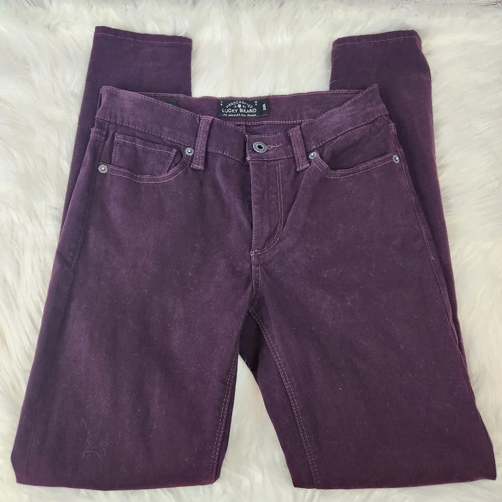 Lucky Brand Brooke Velvet Legging Jean Plum Color - Picture 4 of 9